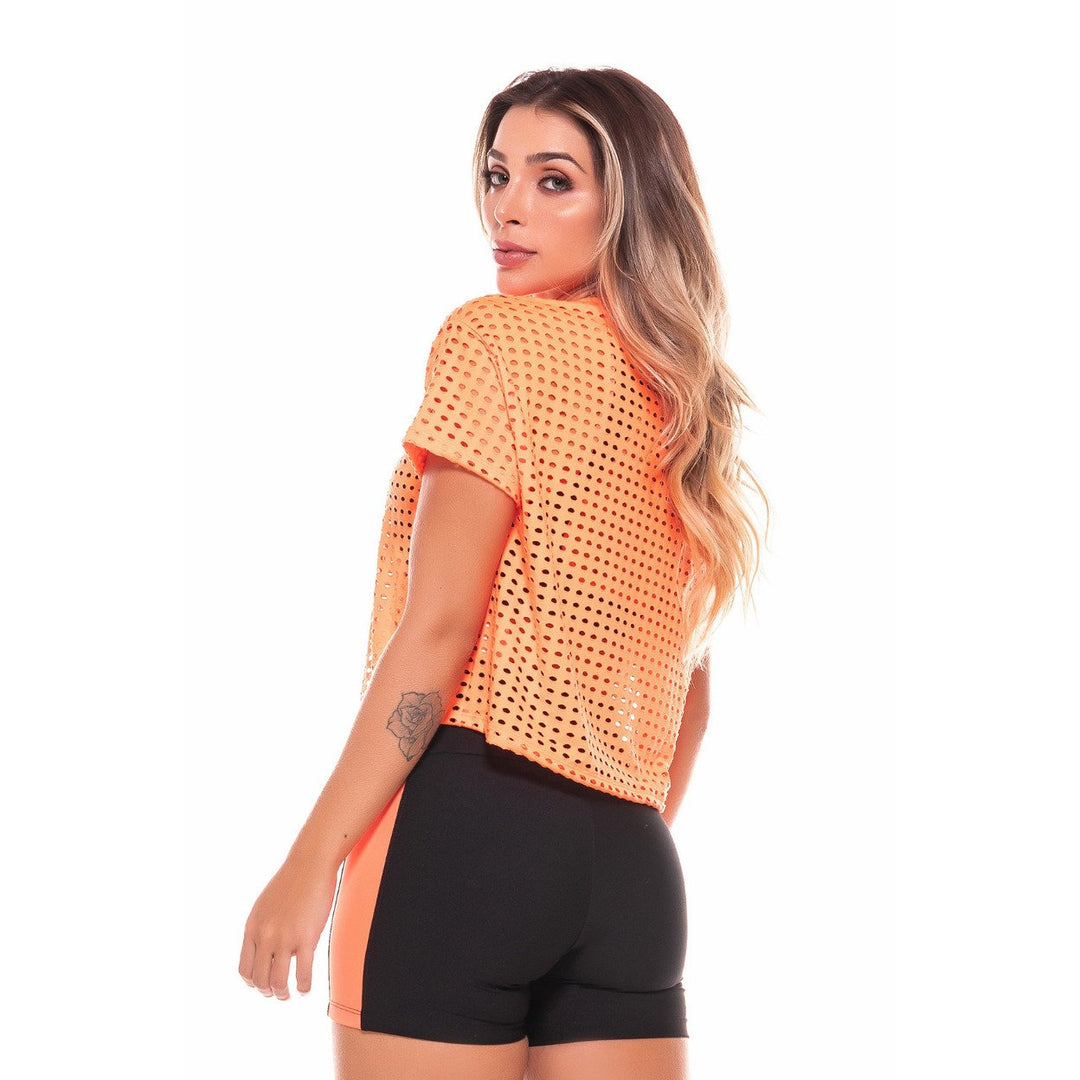 Tangerine Cut out Workout Crop Top Image 3