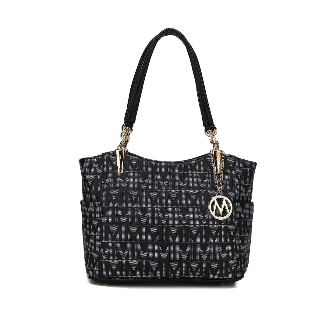 MKFCollection Braylee Signature Tote Bag - Vegan Leather Designer Handbag Image 1