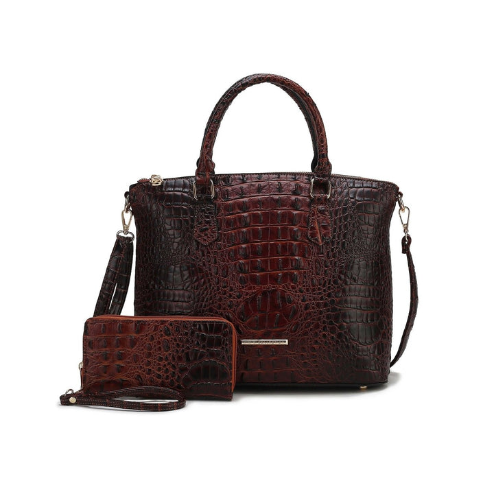 Liora Croc Embossed Tote Bag and Set Image 1