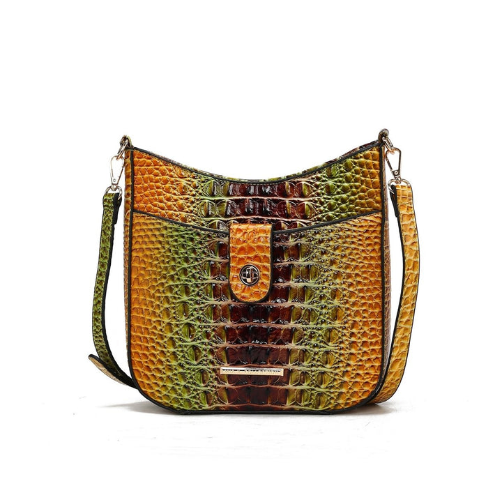 MKFCollection Giovana Gradient Croc Crossbody Bag - Vegan Leather Designer Image 1