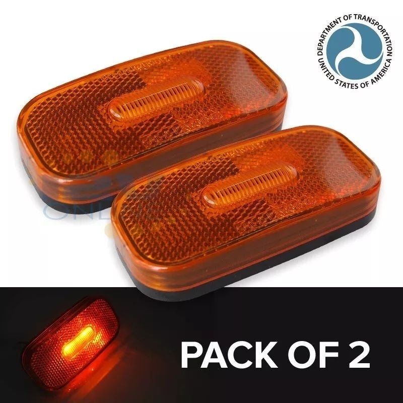 12V 3.9" Amber LED Side Marker Lights Clearance Lamp Trailer RV Truck Pack of 2 Image 1