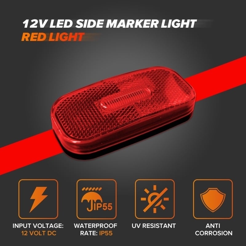 Red LED Side Marker Lights 3.9" Clearance Lamp for Trailer RV Truck Lorry Image 4