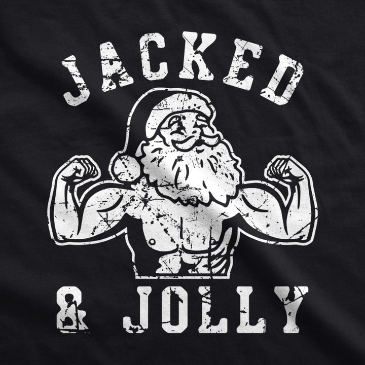 Jacked And Jolly Unisex Hoodie Funny Sarcastic Christmas Buff Santa Graphic Hooded Sweatshirt Image 2