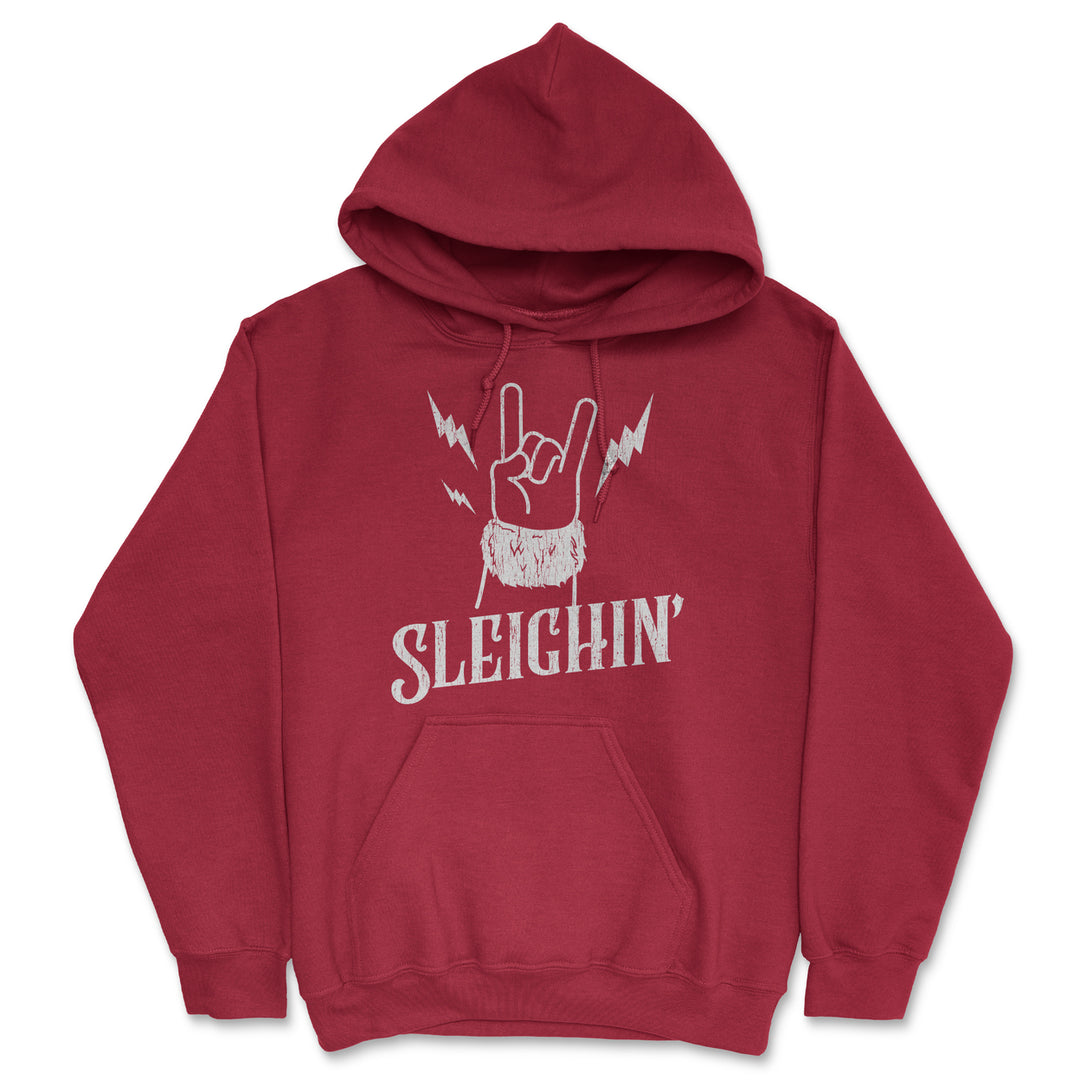 Sleighin Unisex Hoodie Funny Sarcastic Christmas Rock And Roll Graphic Novelty Hooded Sweatshirt Image 1