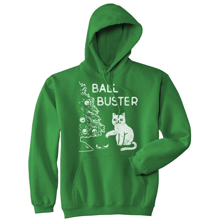 Ball Buster Unisex Hoodie Funny Sarcastic Christmas Kitten Graphic Novelty Hooded Sweatshirt Image 1