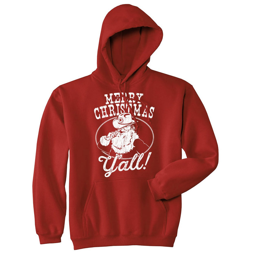 Merry Christmas Yall Unisex Hoodie Funny Sarcastic Christmas Santa Graphic Novelty Hooded Sweatshirt Image 1