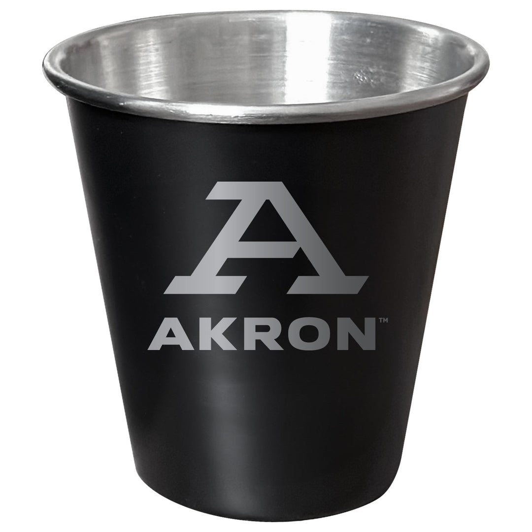 Akron Zips Engraved 2oz Tin Shot Glass Black Matte Coating Officially Licensed Collegiate Product Image 1