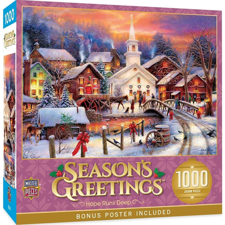 MasterPieces 1000 Piece Jigsaw Puzzle Seasons Greetings Home for the Holidays Image 1