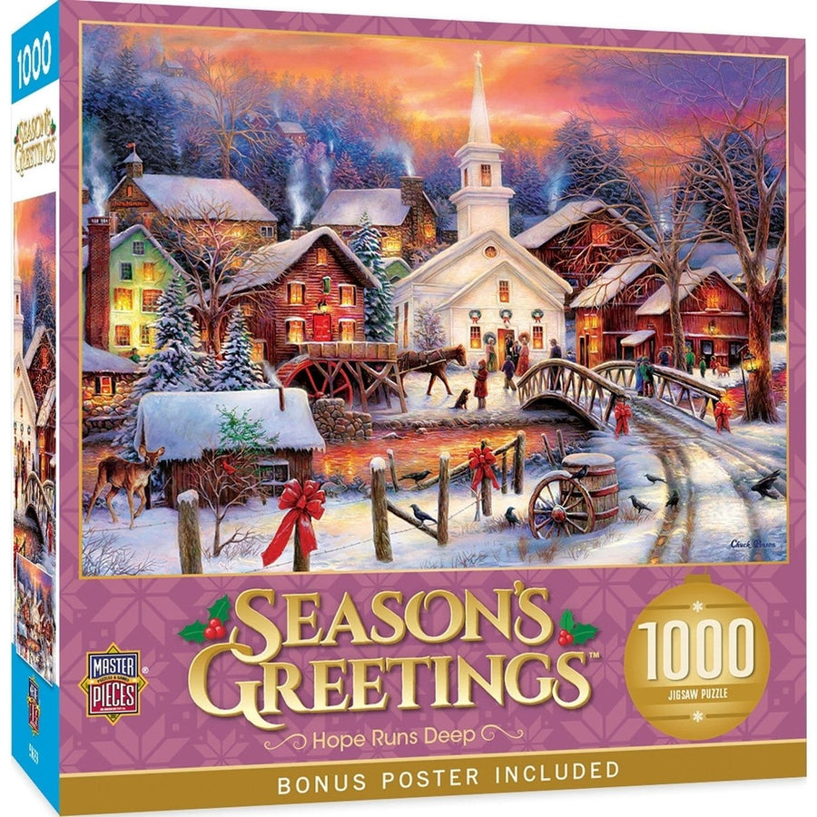 MasterPieces 1000 Piece Jigsaw Puzzle Seasons Greetings Home for the Holidays Image 1