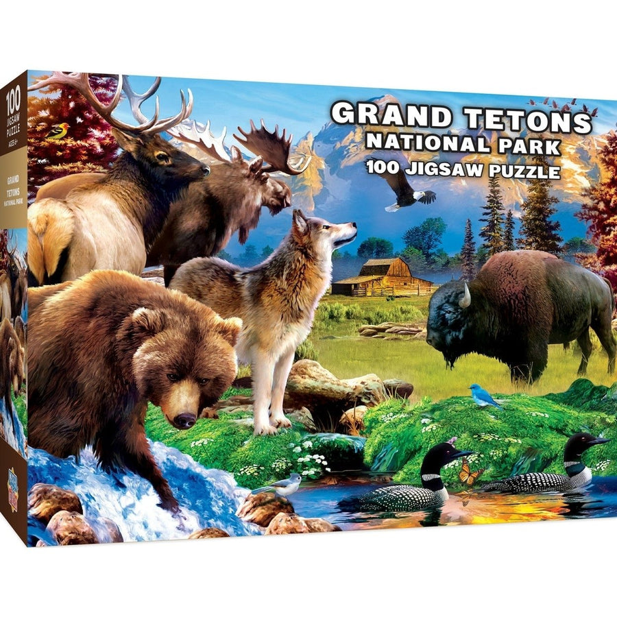 Grand Teton National Park 100 Piece Jigsaw Puzzle Wildlife Animals 19x14 inches Image 1