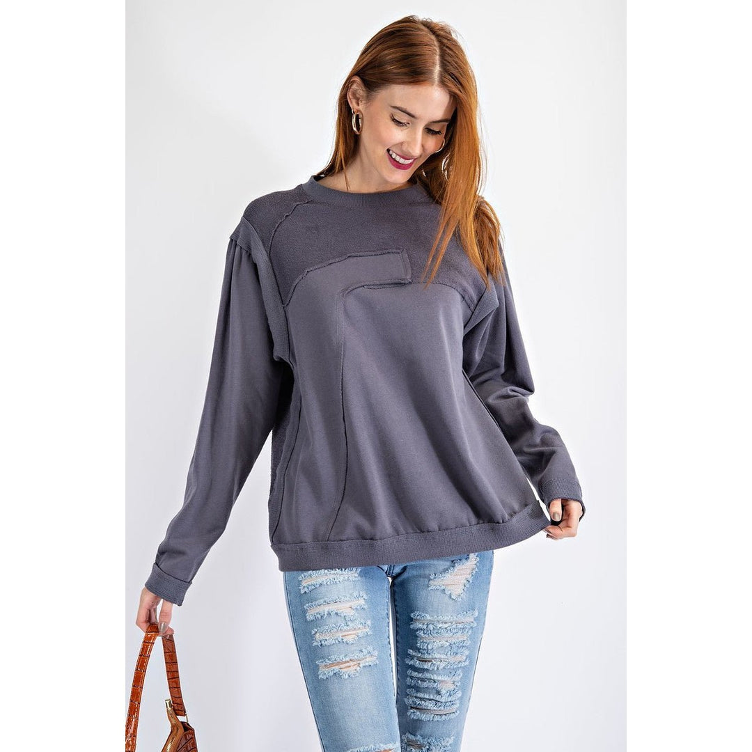 Terry Knit Loose Fit Pullover Image 1