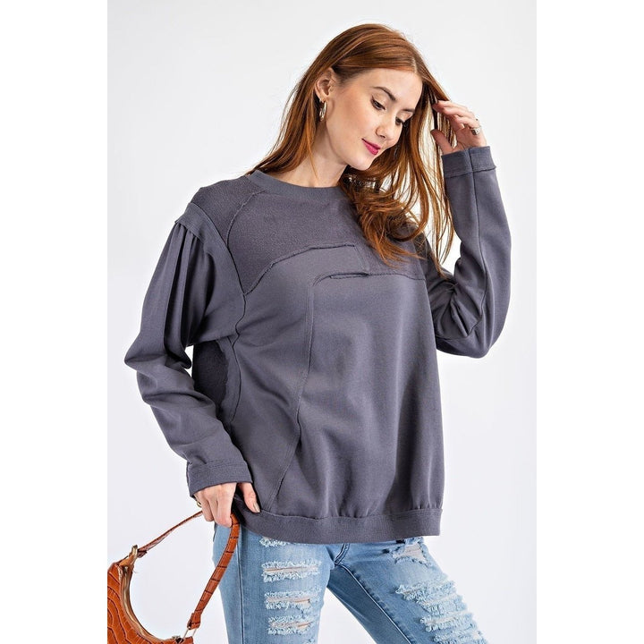 Terry Knit Loose Fit Pullover Image 2