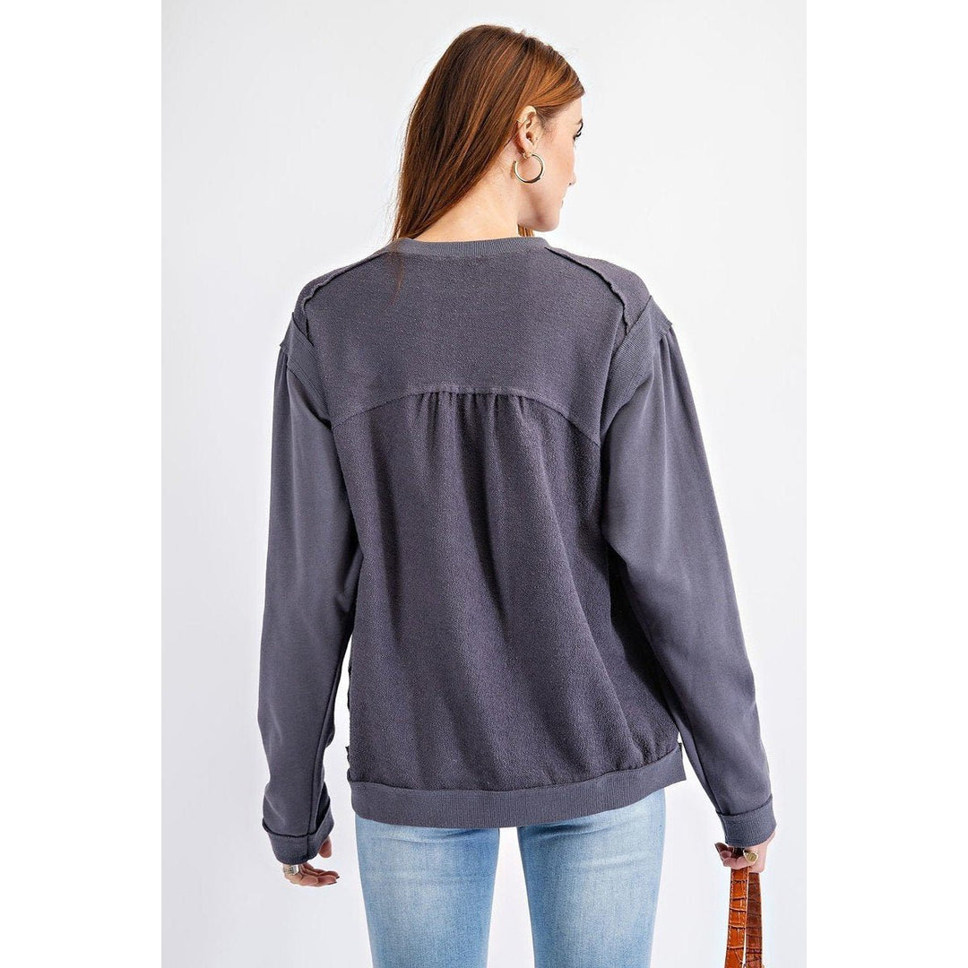 Terry Knit Loose Fit Pullover Image 3