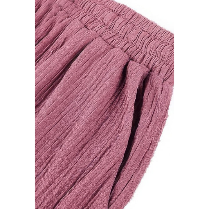 Textured Wide Leg Palazzo Pants Image 4