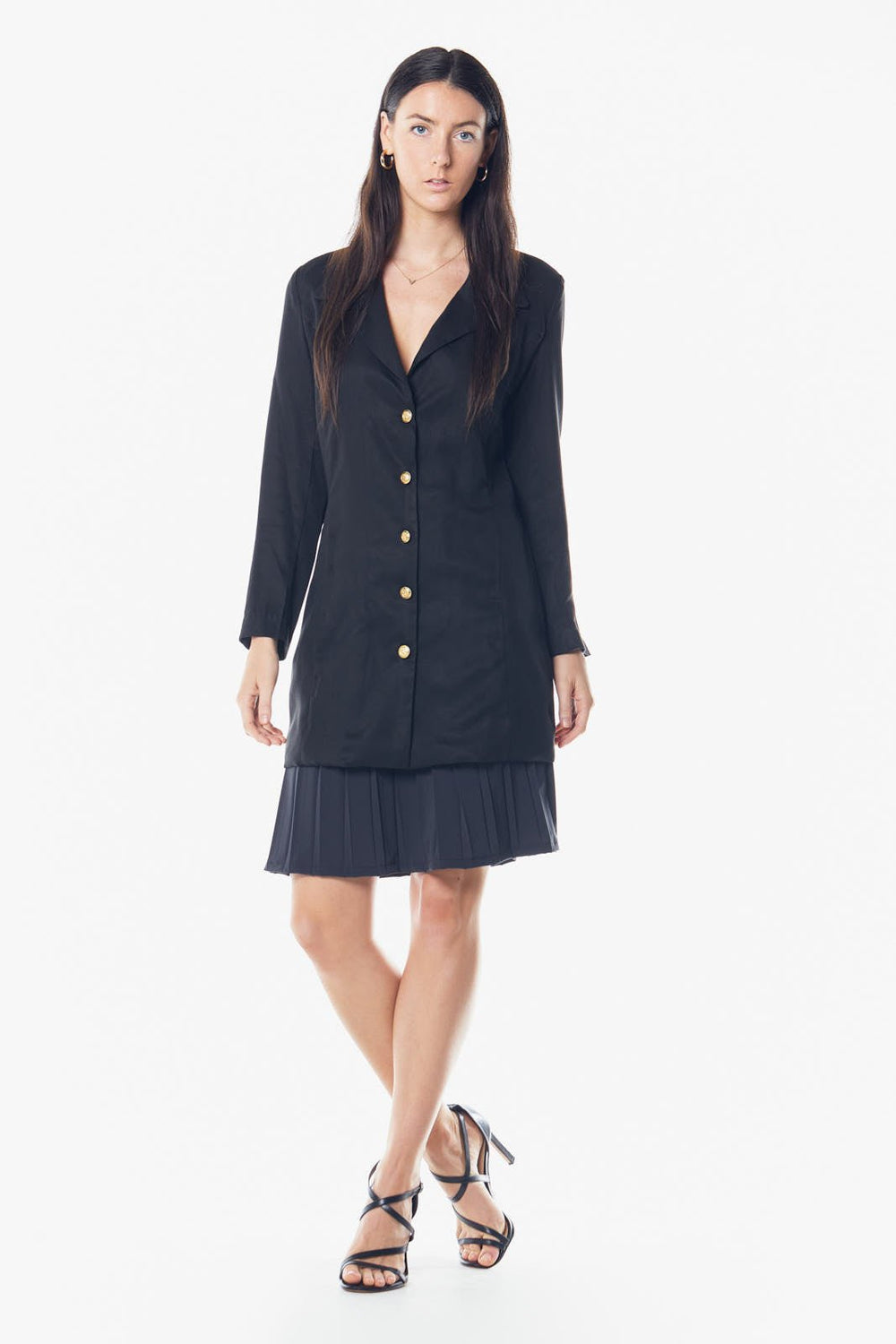 The Grace Long Blazer Dress in Black Image 2