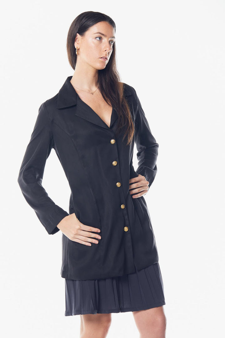 The Grace Long Blazer Dress in Black Image 4