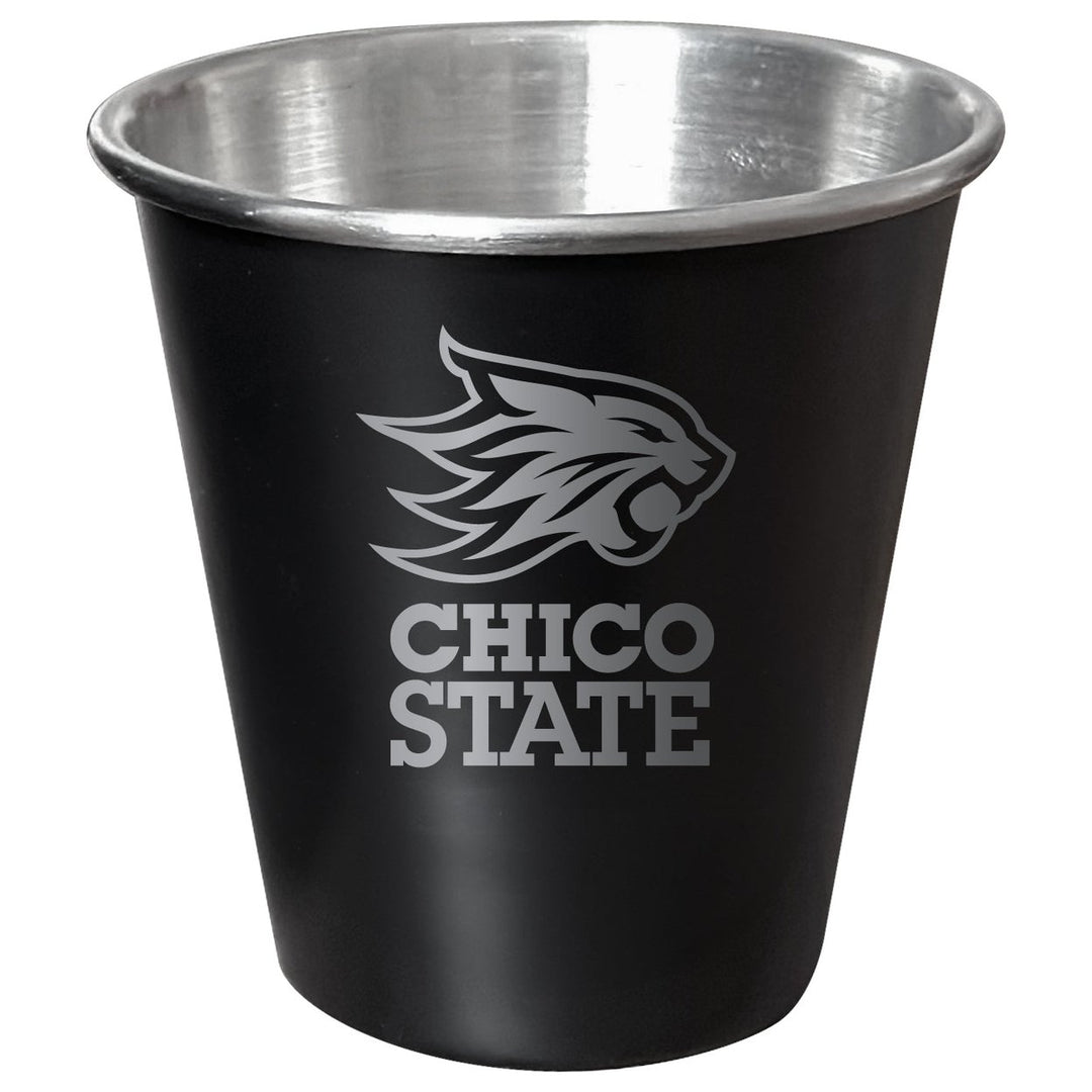 California State University Chico Engraved 2oz Tin Shot Glass Black Matte Coating Officially Licensed Collegiate Product Image 1