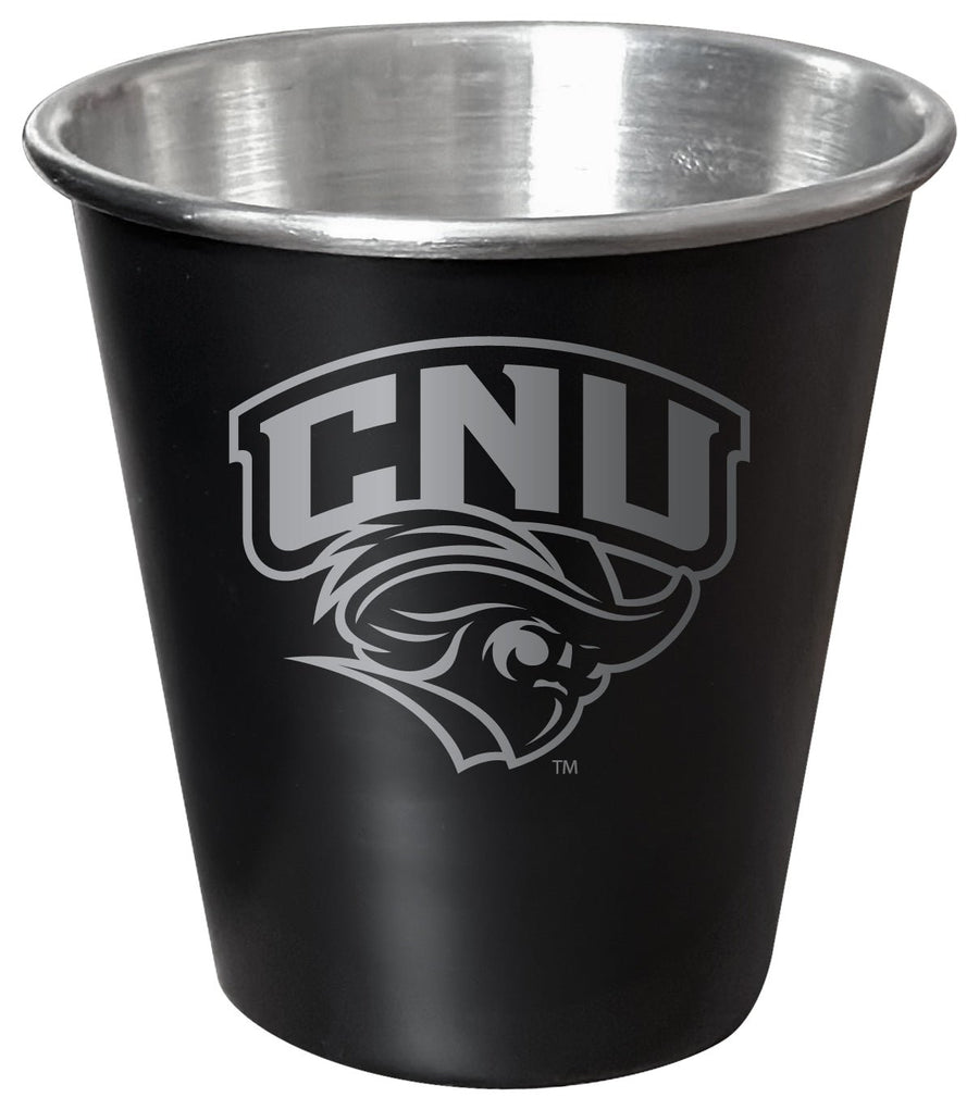 Christopher Newport Captains Engraved 2oz Tin Shot Glass Black Matte Coating Officially Licensed Collegiate Product Image 1