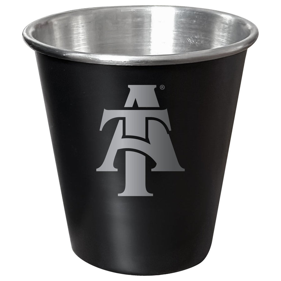 North Carolina AandT State Aggies Engraved 2oz Tin Shot Glass Black Matte Coating Officially Licensed Collegiate Product Image 1