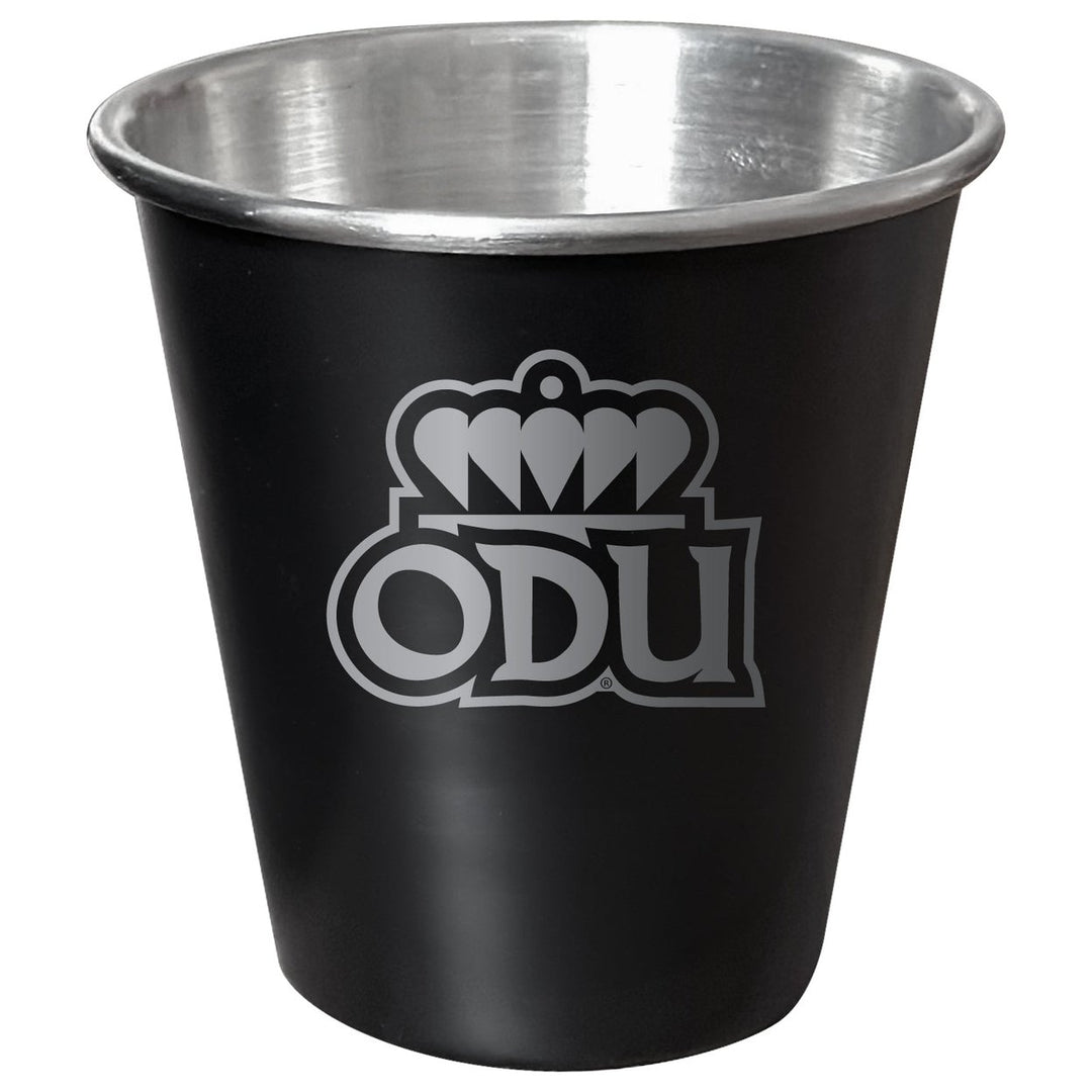 Old Dominion Monarchs Engraved 2oz Tin Shot Glass Black Matte Coating Officially Licensed Collegiate Product Image 1