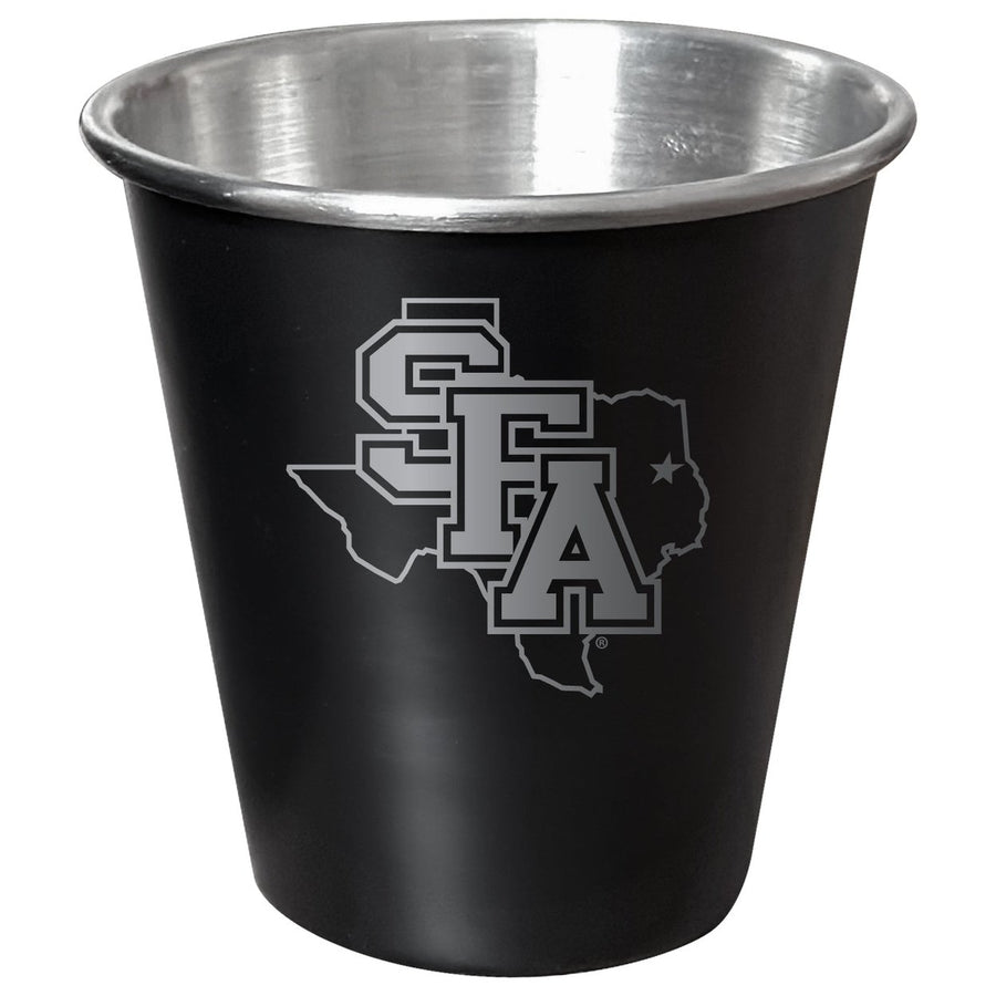 Stephen F. Austin State University Engraved 2oz Tin Shot Glass Black Matte Coating Officially Licensed Collegiate Image 1