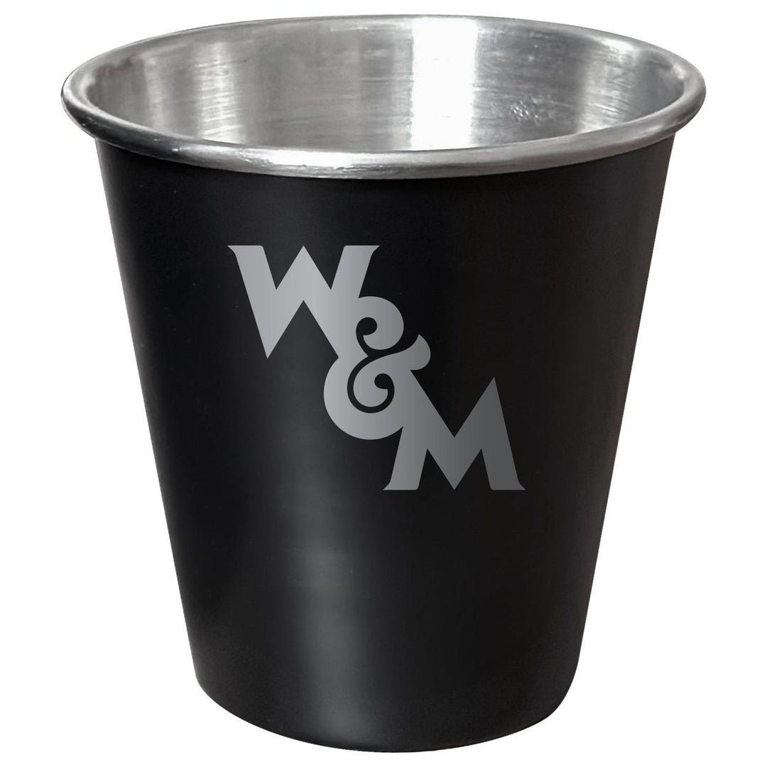 William and Mary Engraved 2oz Tin Shot Glass Black Matte Coating Officially Licensed Collegiate Product Image 1