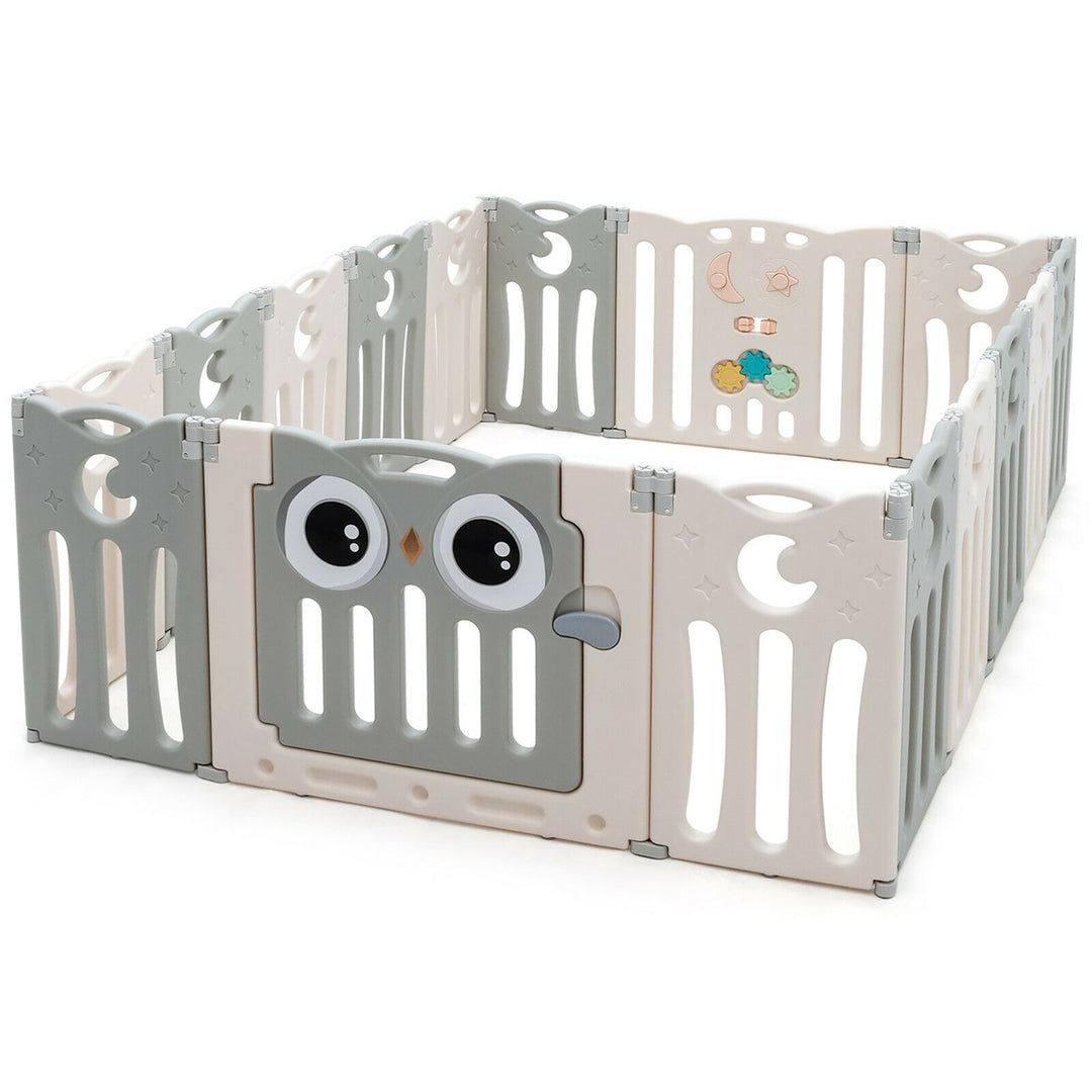 Babyjoy 16-Panel Baby Playpen Kids Activity Center Play Yard w/ Lock Door Image 6