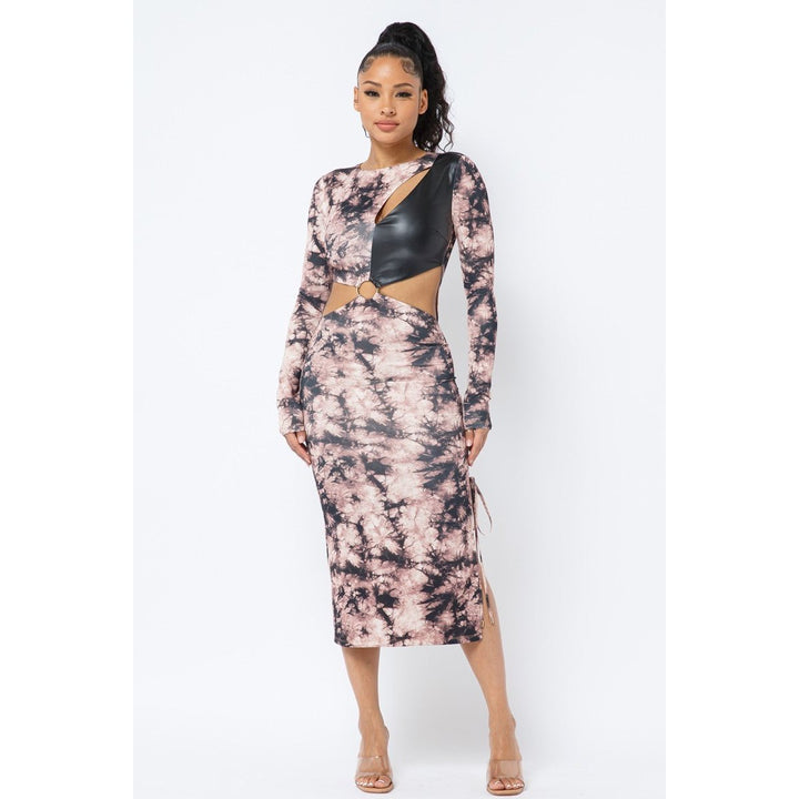 Tie Dye Long Sleeve Midi Dress Image 1