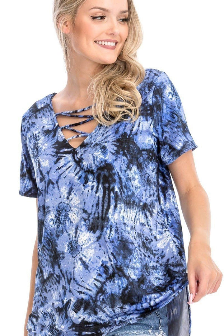 Tie Dye Print Short Sleeve Top Image 1