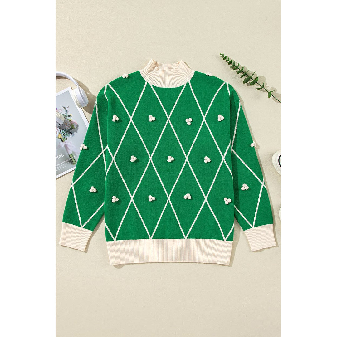 Diamond Pattern High Neck Sweater Image 8