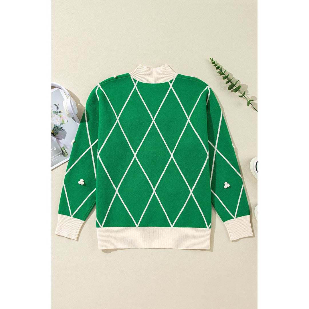 Diamond Pattern High Neck Sweater Image 9