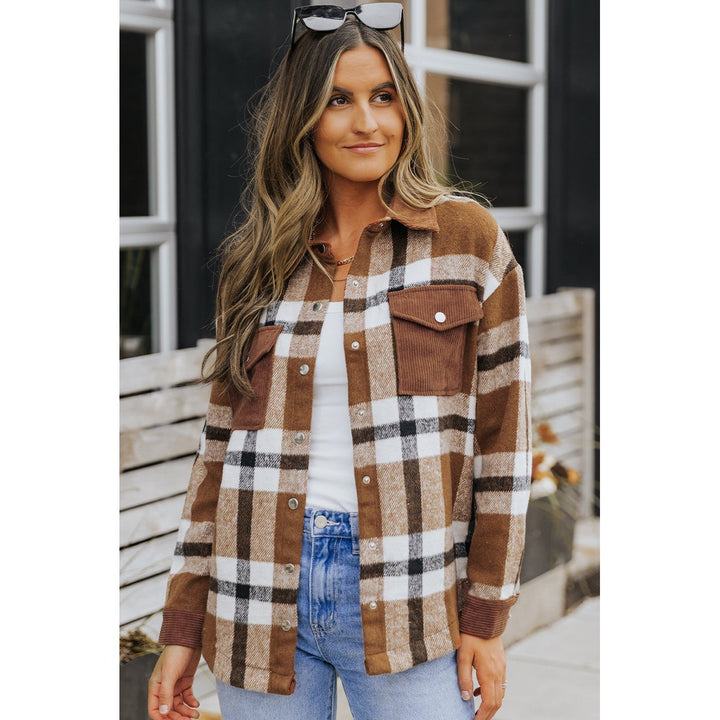 Phoebe Pocketed Buttoned Plaid Shirt Jacket Image 1