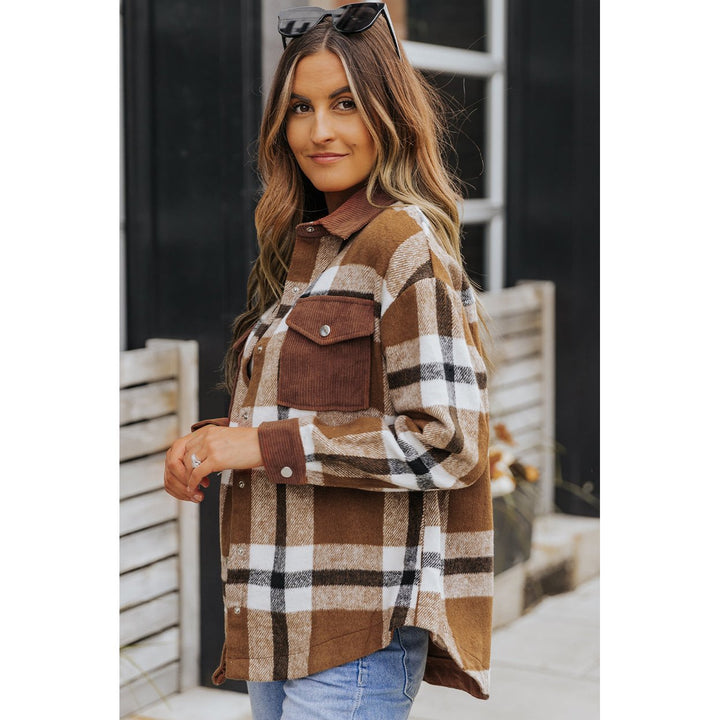 Phoebe Pocketed Buttoned Plaid Shirt Jacket Image 3