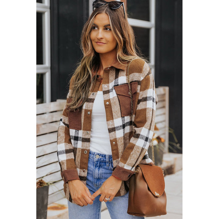 Phoebe Pocketed Buttoned Plaid Shirt Jacket Image 4