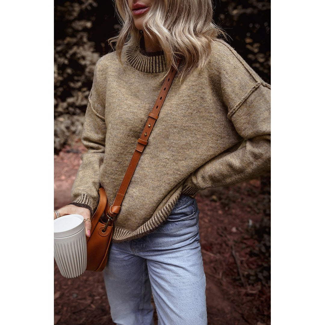 River Contrast Trim Mock Neck Sweater Image 6