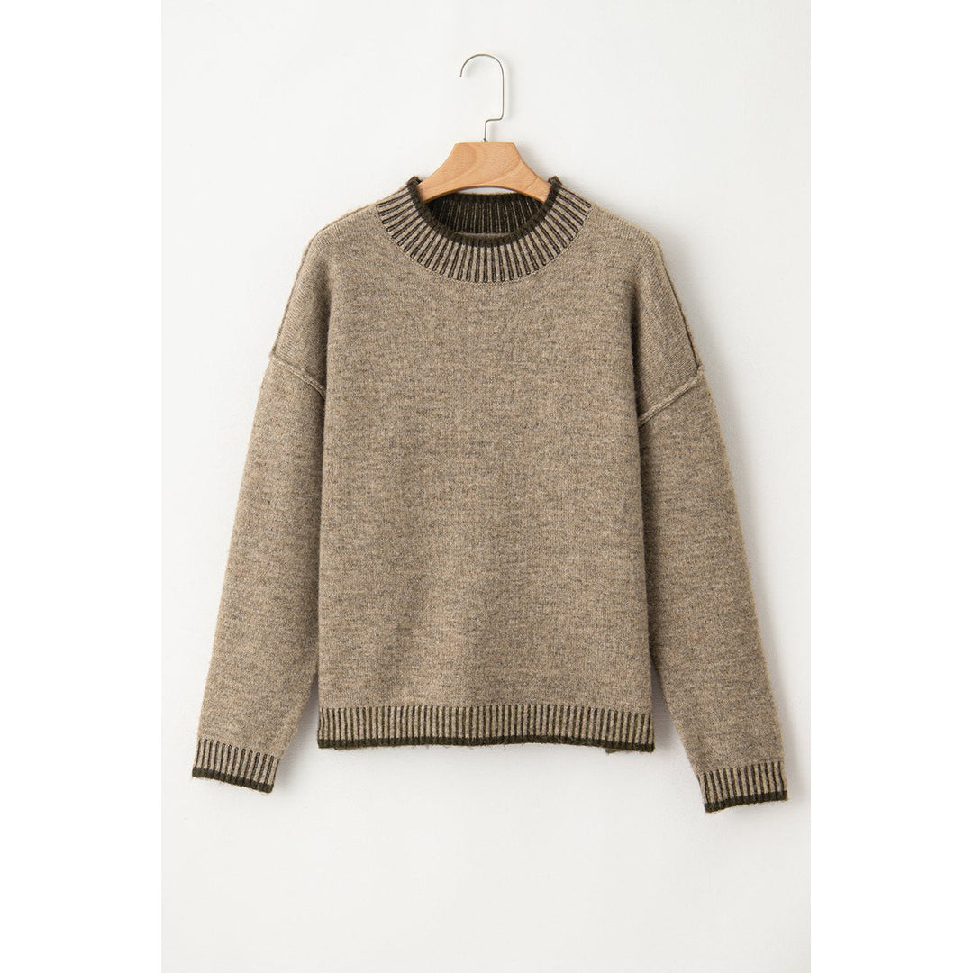 River Contrast Trim Mock Neck Sweater Image 8