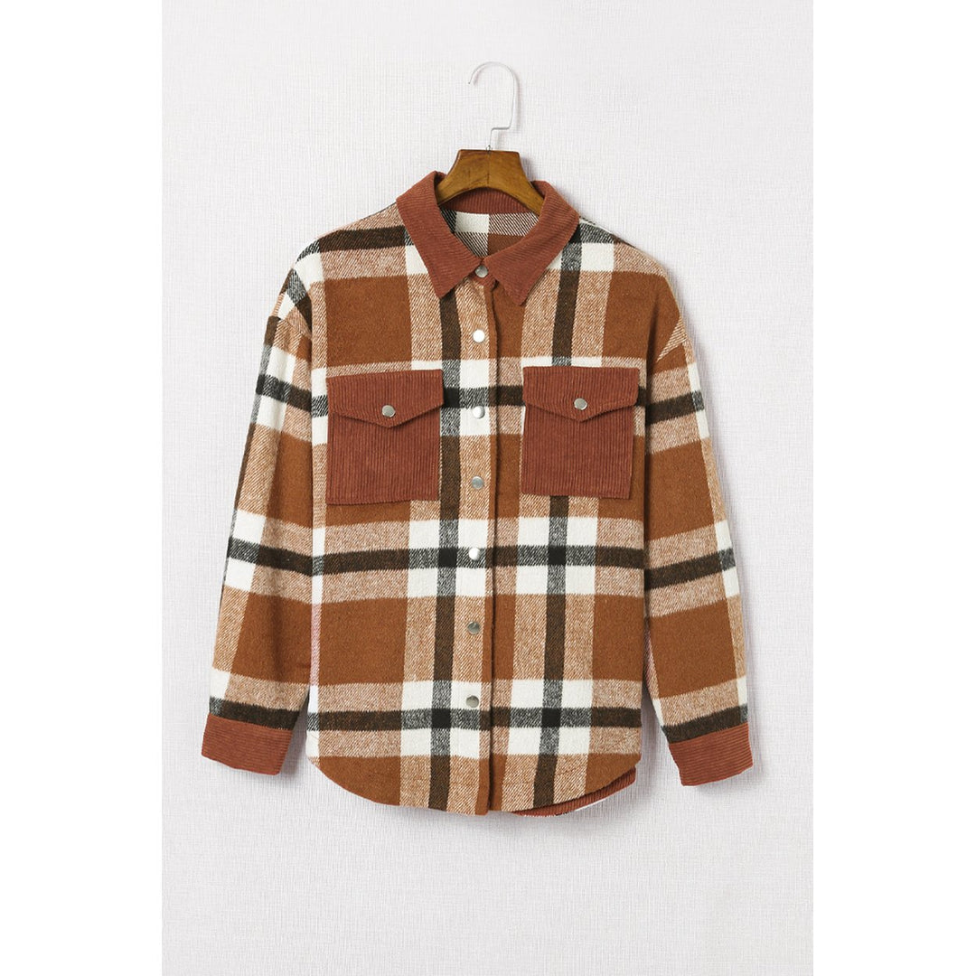 Phoebe Pocketed Buttoned Plaid Shirt Jacket Image 7