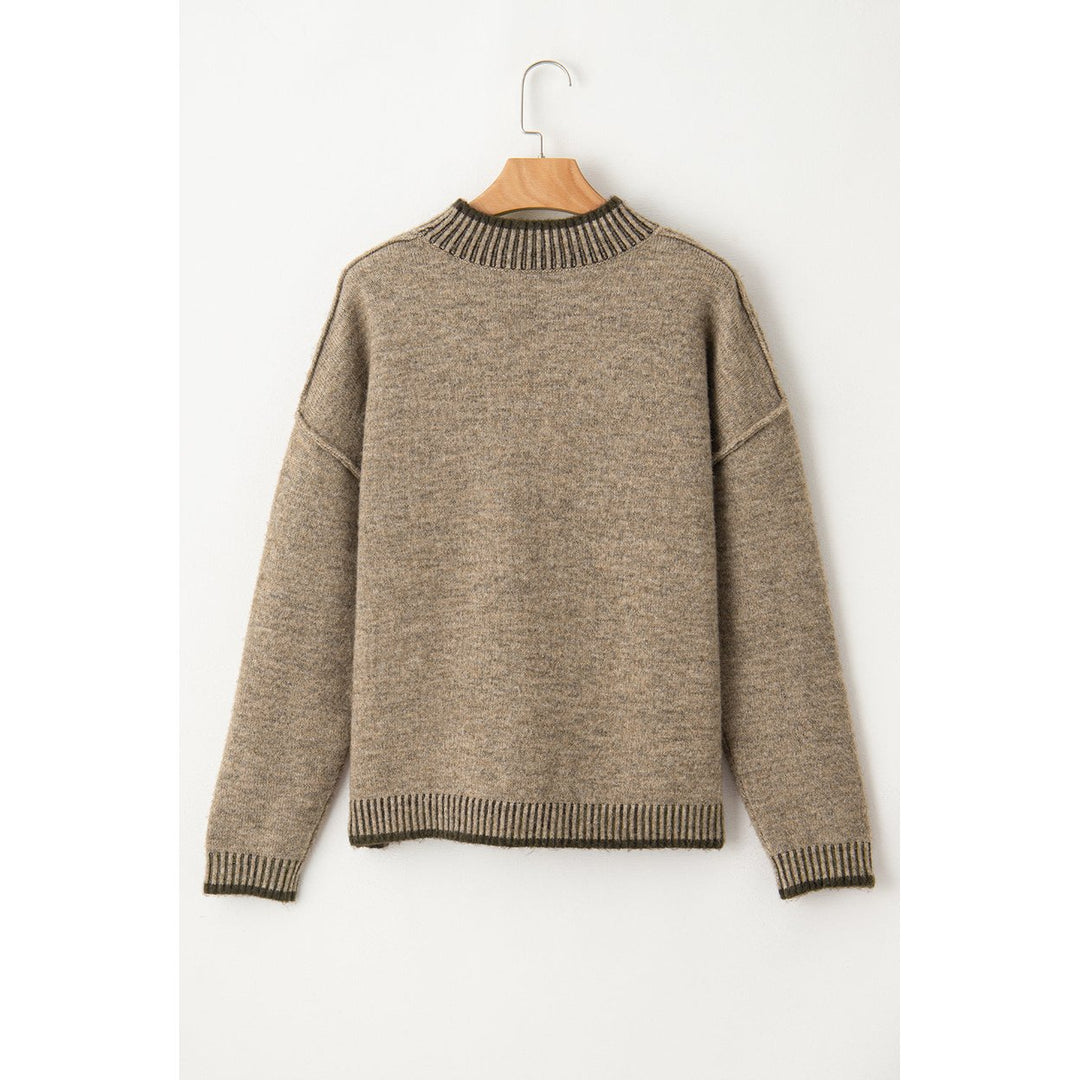 River Contrast Trim Mock Neck Sweater Image 9