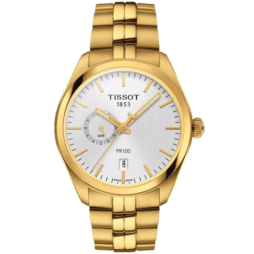 Tissot Mens PR-100 Dual Time Silver Dial Watch - T1014523303100 Image 1