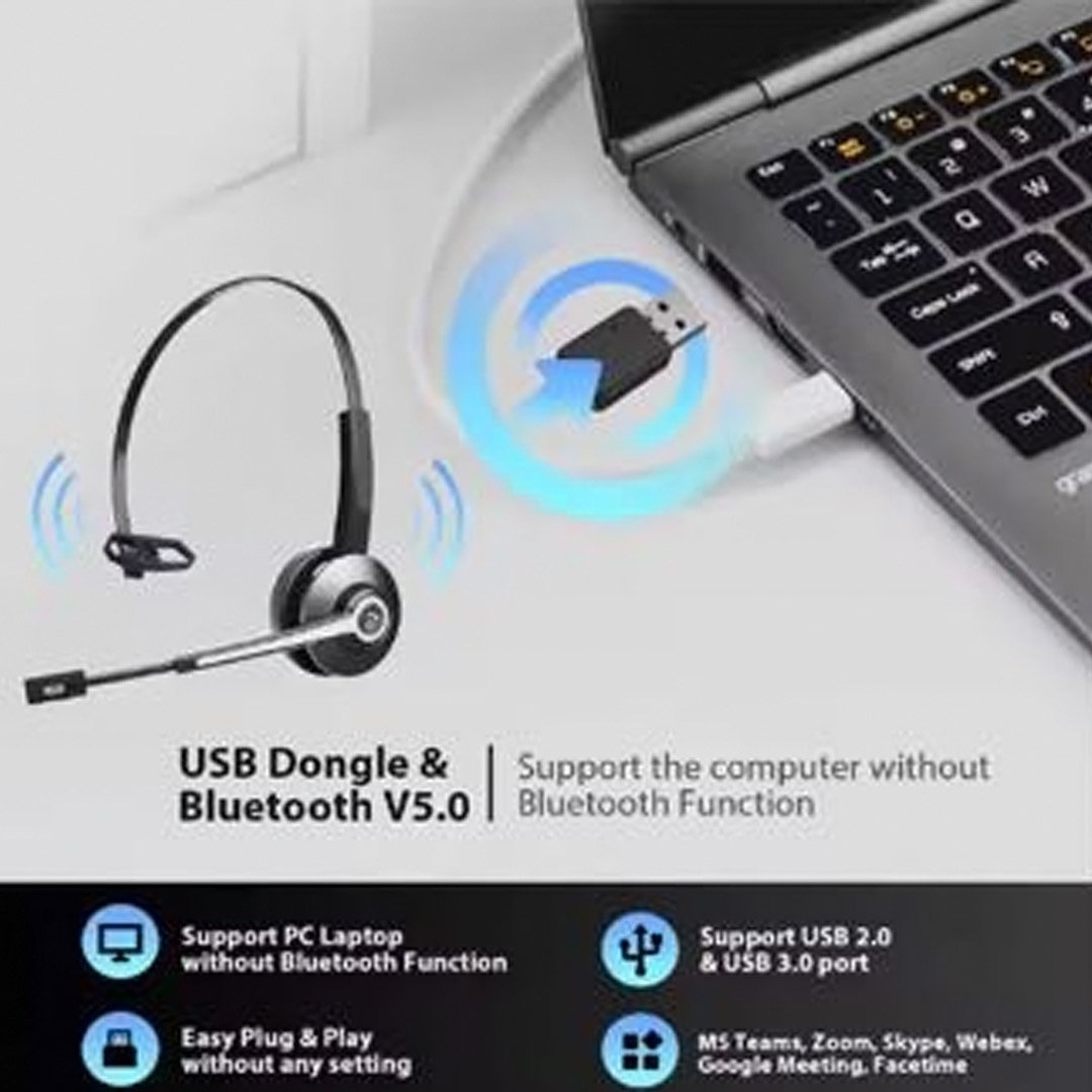 Yealink Bluetooth Headset Wireless Dongle Noise Reduction Bundle USB 200H Standby Image 3