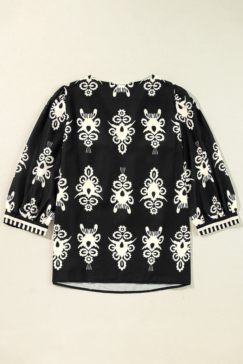 Vintage Geometric Printed V Neck Blouse Image 7