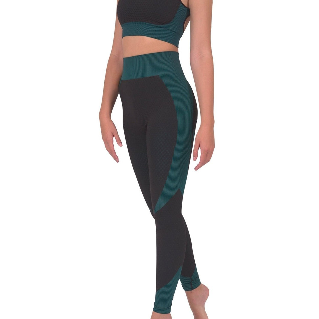 Trois Seamless Legging - Black with Blue Image 1