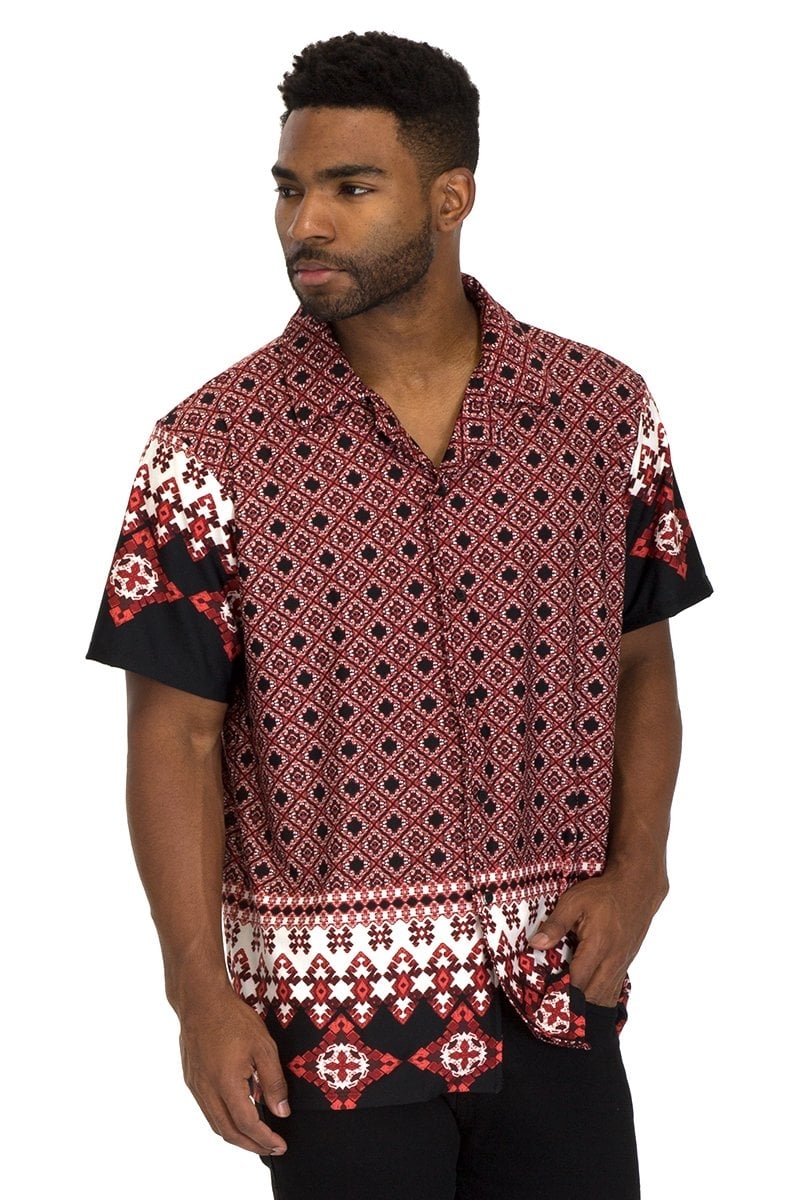 TRIBAL BUTTON DOWN SHIRT Image 1