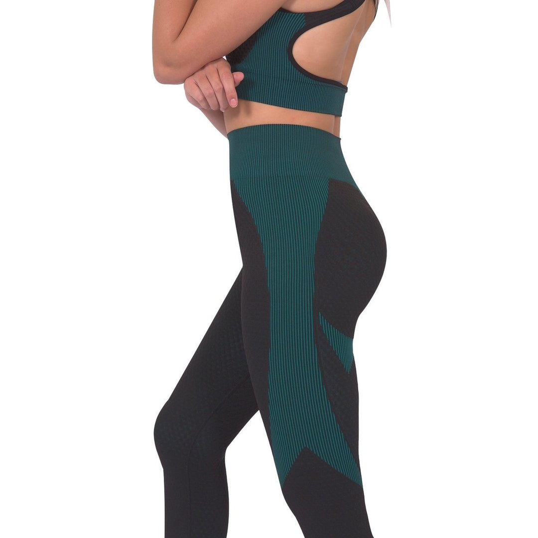 Trois Seamless Legging - Black with Blue Image 2