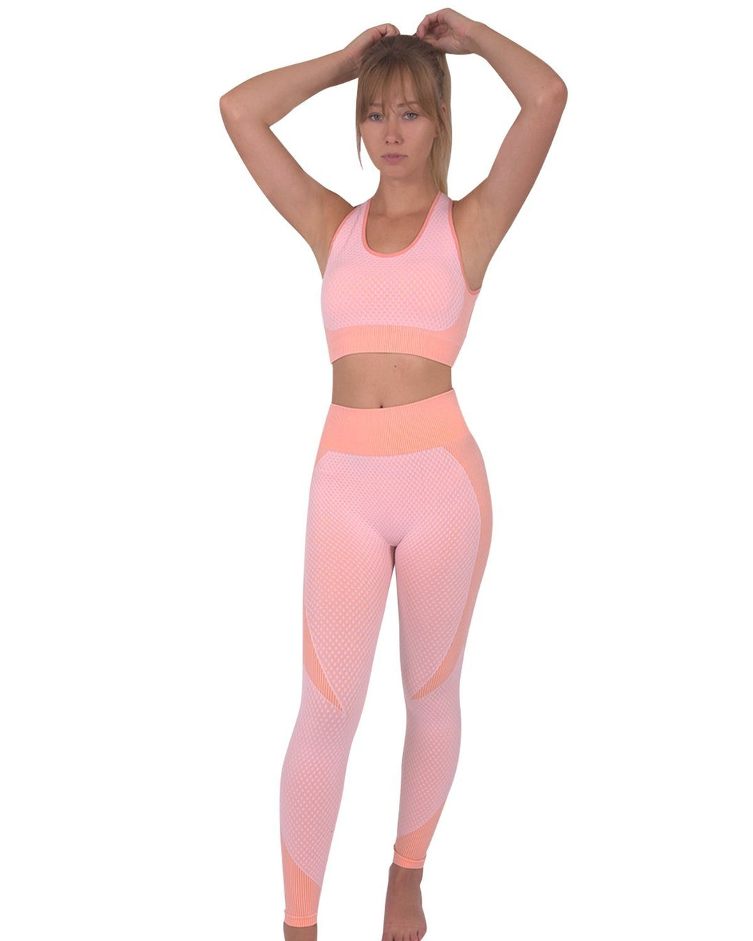 Trois Seamless Leggings and Sports Top 2 Set - Pink Image 1