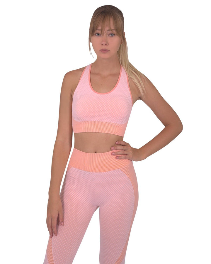 Trois Seamless Leggings and Sports Top 2 Set - Pink Image 3