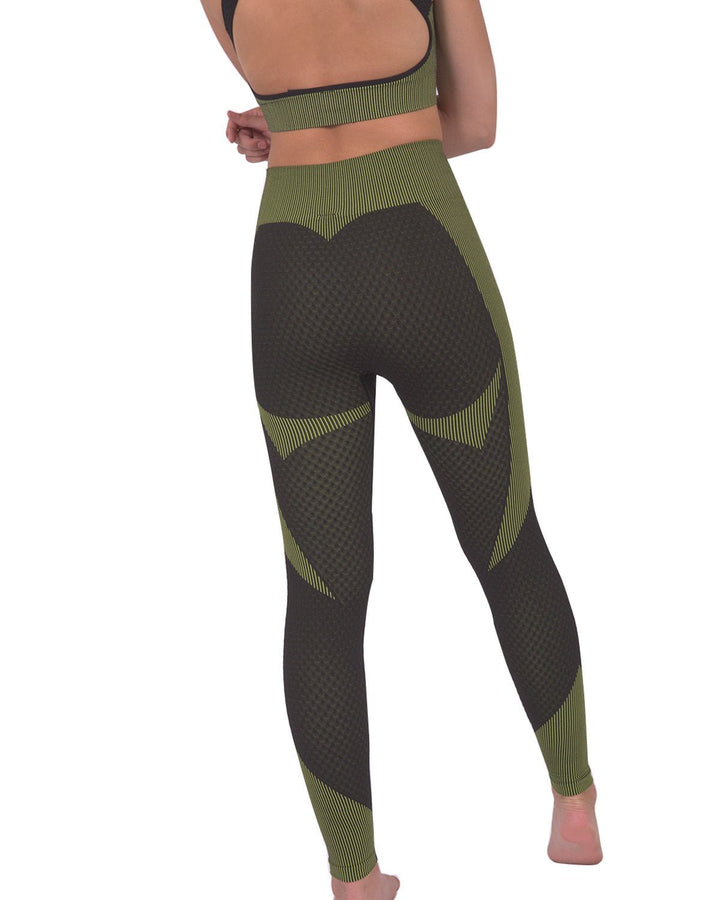 Trois Seamless Legging - Black with Green Image 3