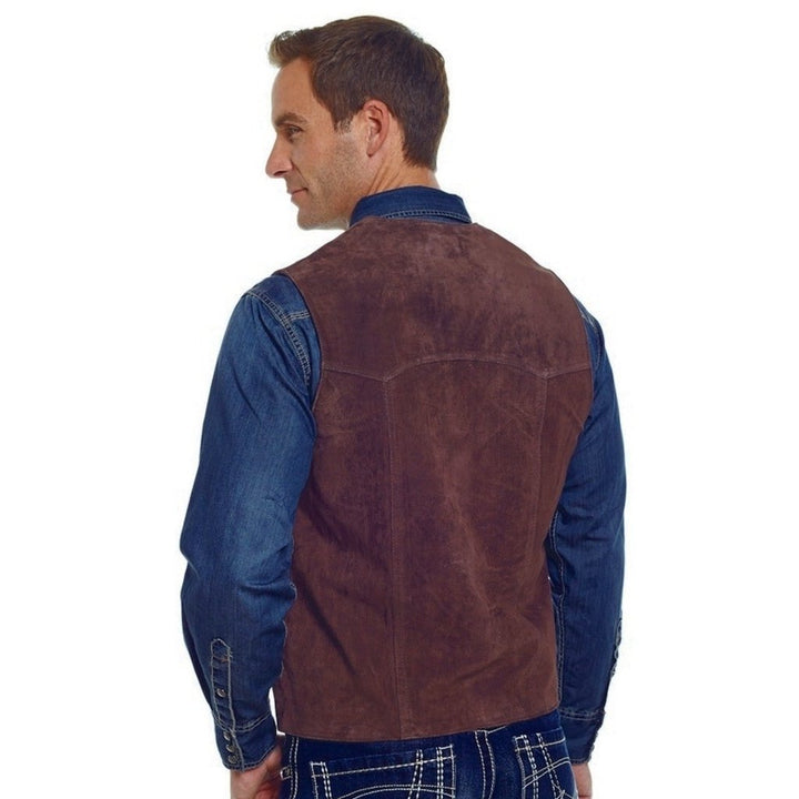 Cripple Creek Western Vest Mens Suede Leather Button Front ML3061 Image 2