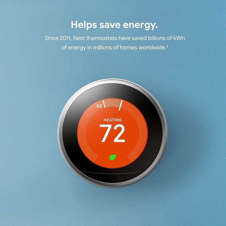 Google Nest Learning Thermostat (3rd gen) Stainless Steel Image 3