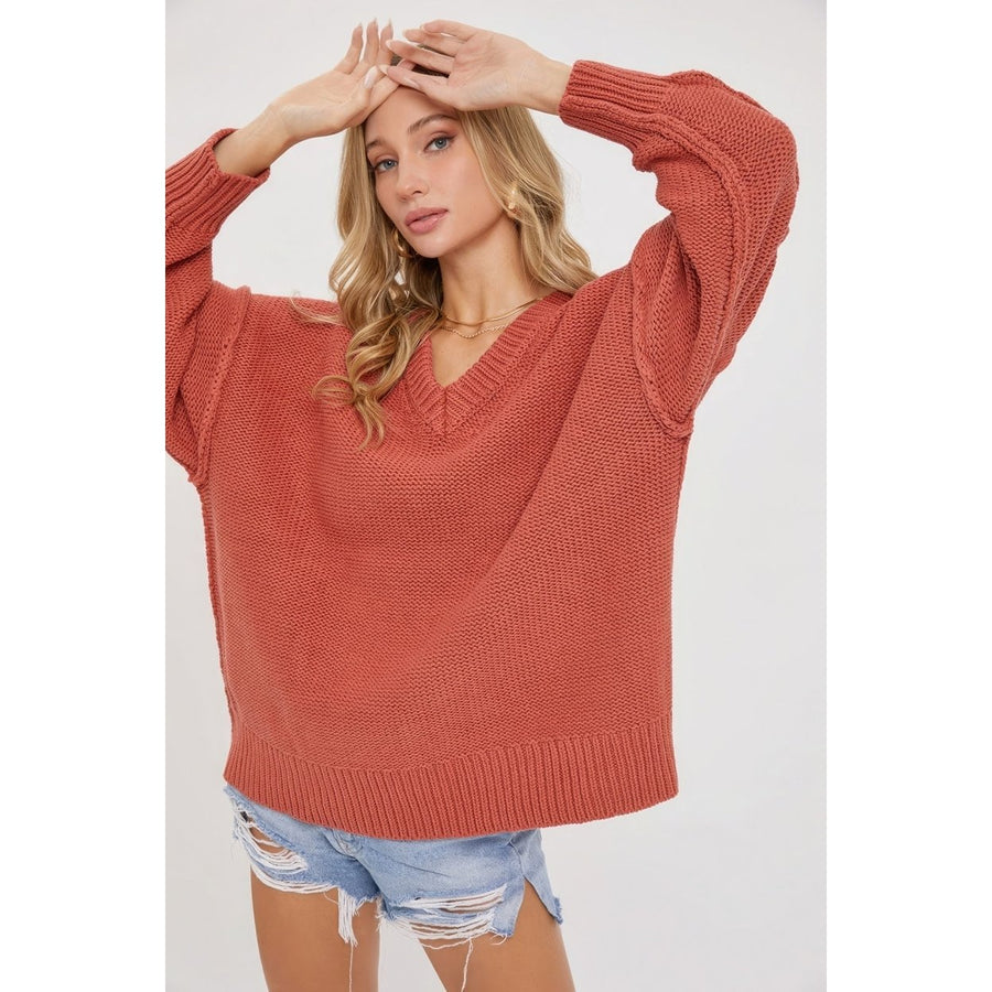 V Neck Oversized Sweater Image 1